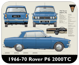 Rover P6 2000TC 1966-70 Place Mat, Small